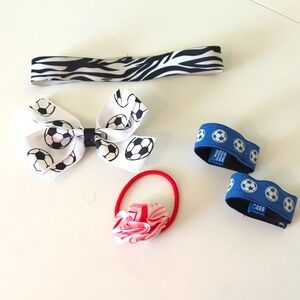 Hair accessories and t-shirt sleeve tie backs (Velcro)